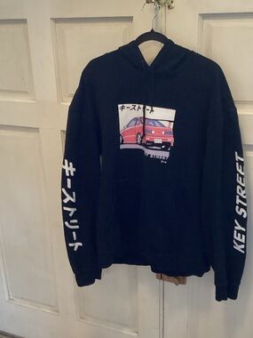 Key Street Black Hoodie with pink Car Graphic